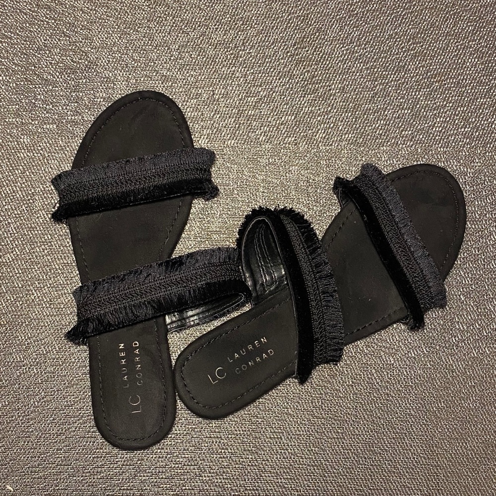 LC by Lauren Conrad Black Fringe Sandals